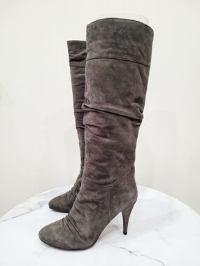 Y2K Brown Suede Leather Winter Heeled  Boots Size: 8US